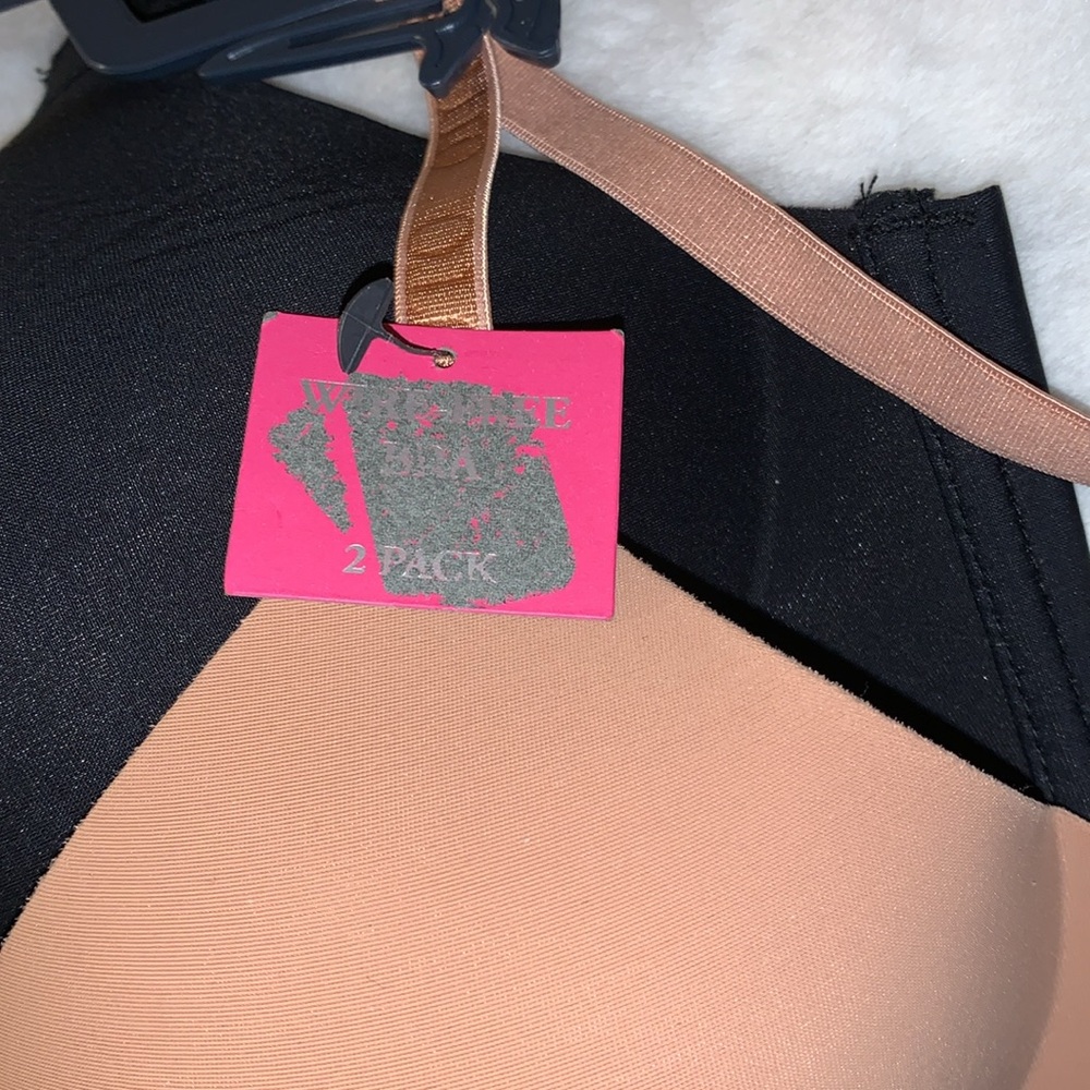 🦜 VINCE CAMUTO Set 2 Wire Free Bras in Black & Tan NWT 34C - Picture 3 of 14